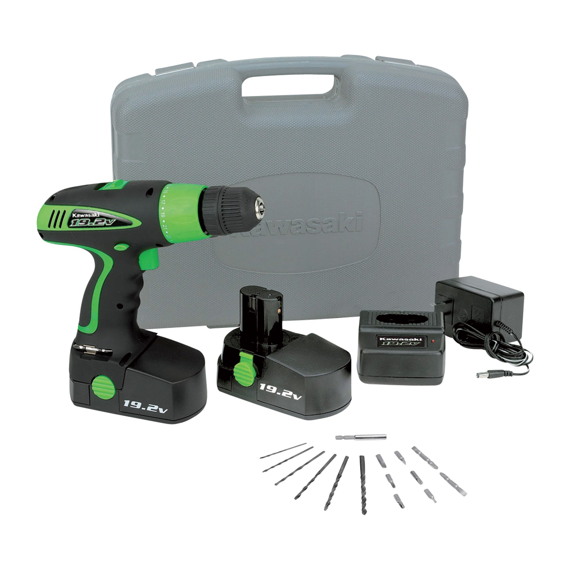 Kawasaki 20-Pc. Cordless Drill Kit — 19.2 Volt, 3/8in. Chuck, Model# 840110